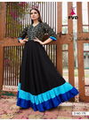 Black With Blue Border London Dream Reyon 14 kg With Print Long Gown 170